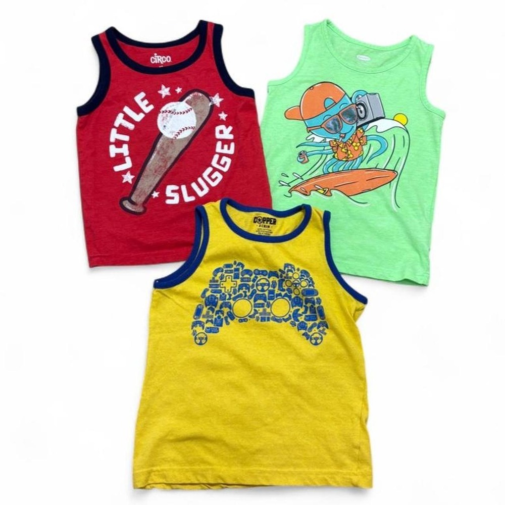 Graphic Summer Tank Top Bundle Set of 3 Boys Size 5 years vacation resort wear
